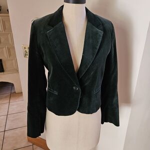 Forest Green Velvetine Blazer with Notched Lapels